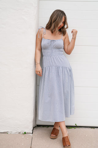 The Hamptons Pinstripe Midi Dress