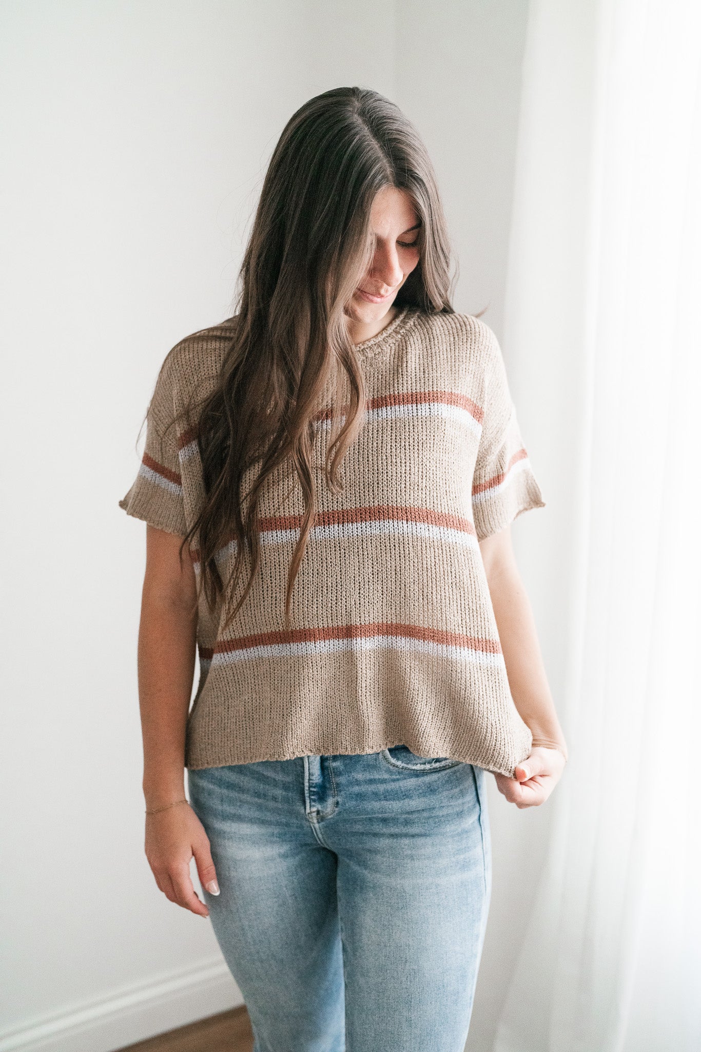 Free Falling Striped Lightweight Sweater