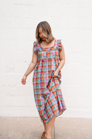 Oksana Plaid Midi Dress