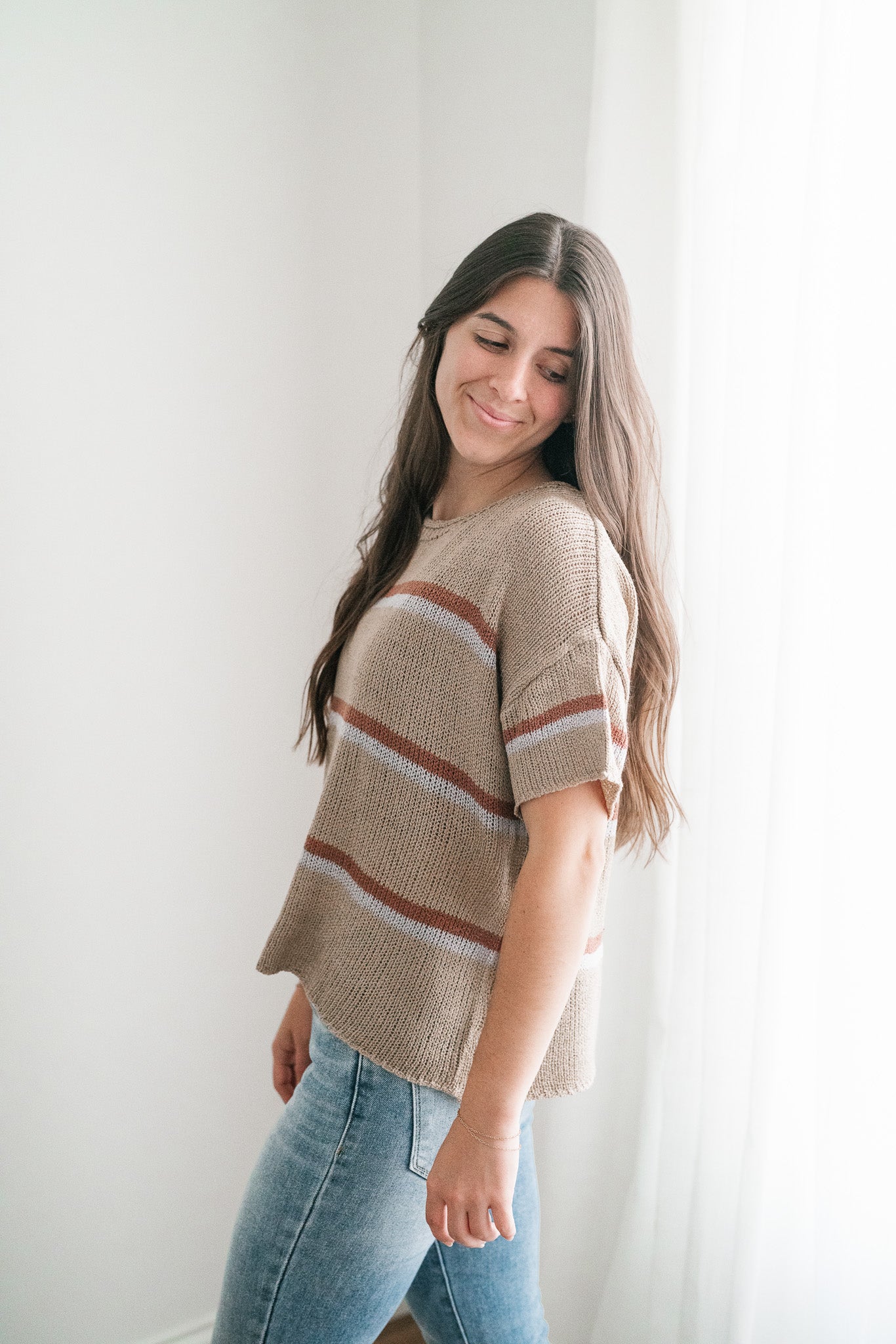 Free Falling Striped Lightweight Sweater