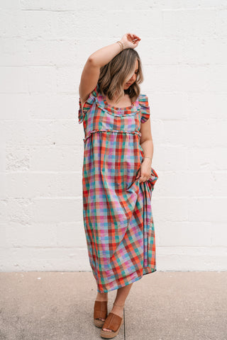 Oksana Plaid Midi Dress
