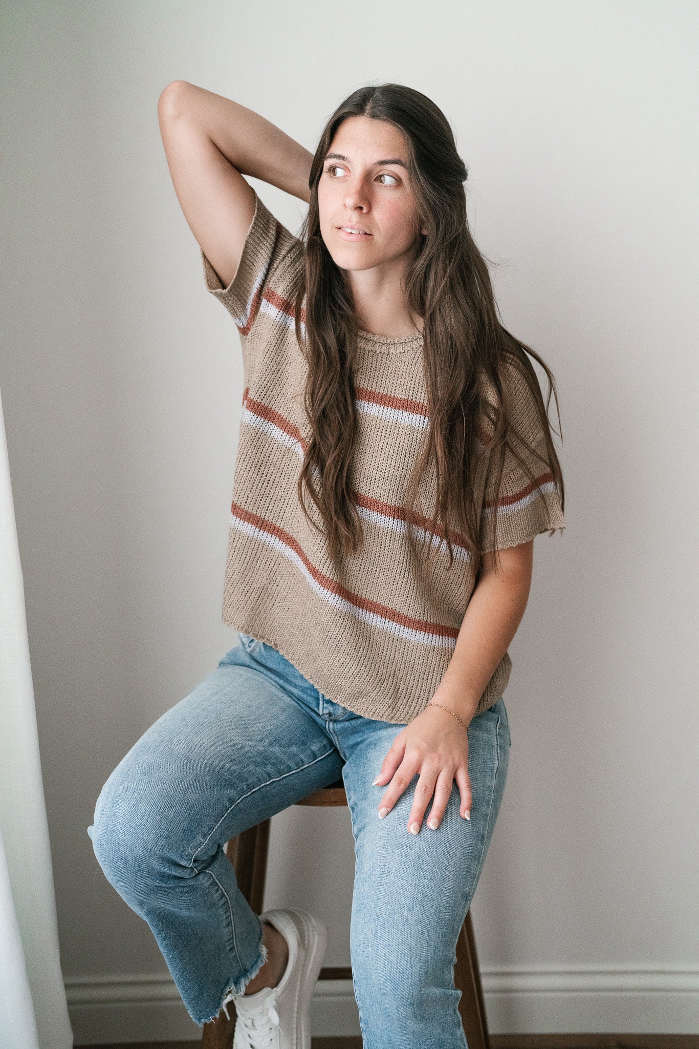 Free Falling Striped Lightweight Sweater