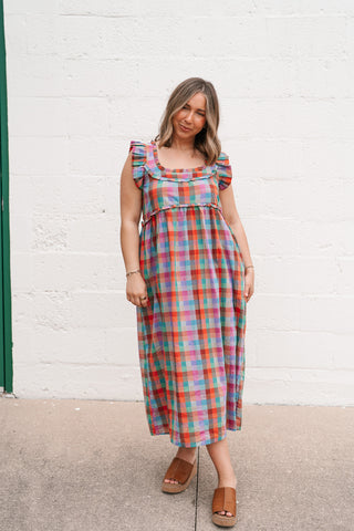 Oksana Plaid Midi Dress