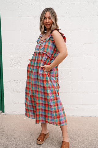Oksana Plaid Midi Dress
