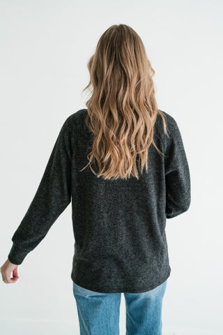 Morning Fog Snap Button Henley Top