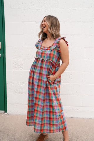 Oksana Plaid Midi Dress