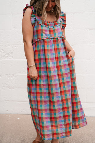Oksana Plaid Midi Dress