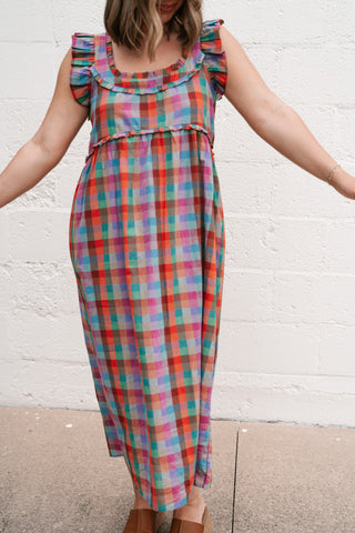 Oksana Plaid Midi Dress