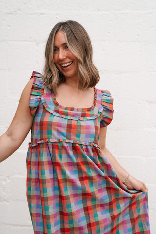 Oksana Plaid Midi Dress