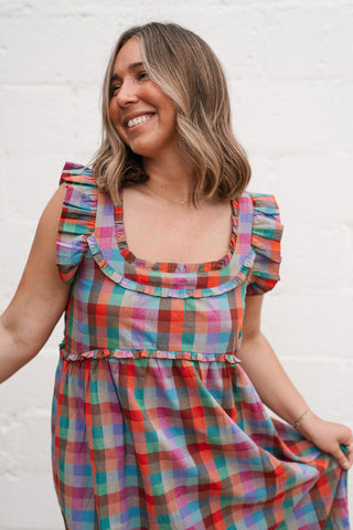 Oksana Plaid Midi Dress