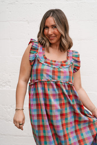 Oksana Plaid Midi Dress