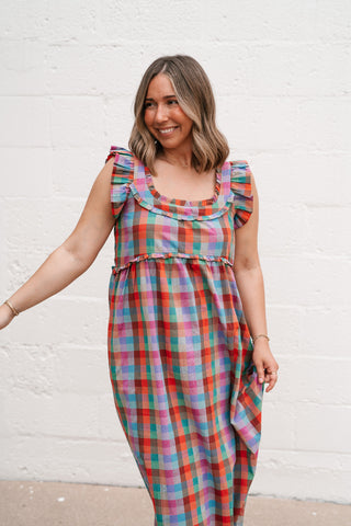Oksana Plaid Midi Dress