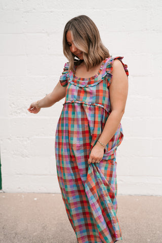 Oksana Plaid Midi Dress