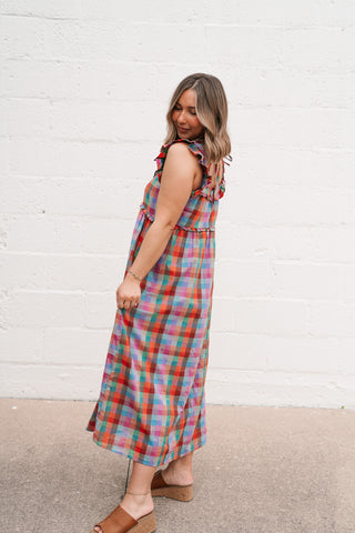 Oksana Plaid Midi Dress