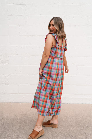 Oksana Plaid Midi Dress