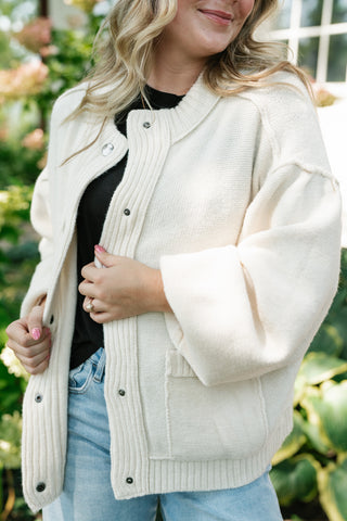 Poppy Balloon Sleeve Sweater Cardigan