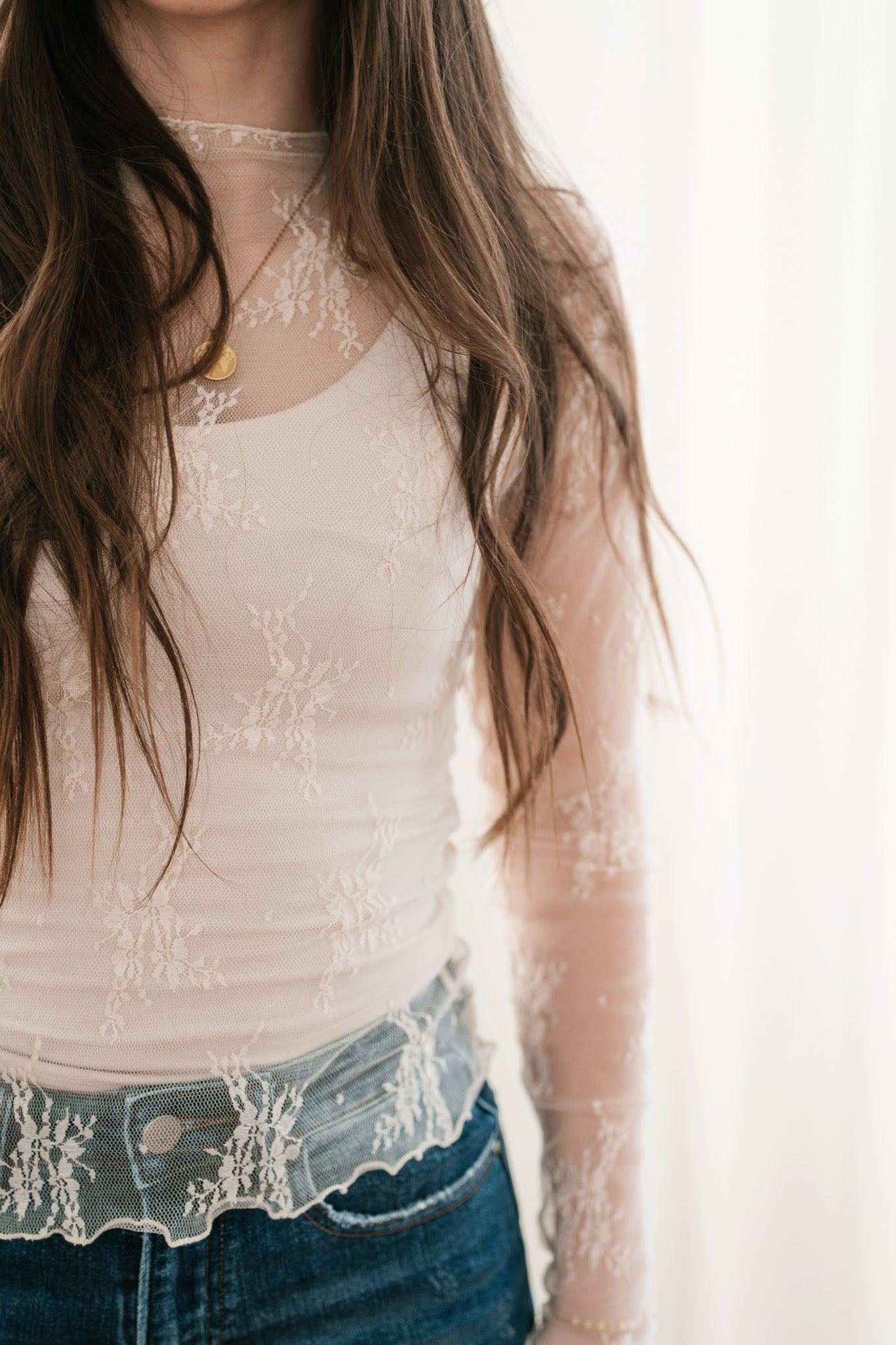 Ivory Sheer Lace Undershirt