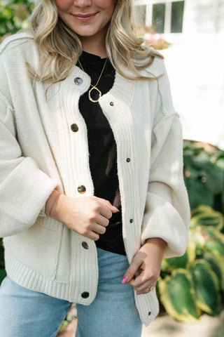 Poppy Balloon Sleeve Sweater Cardigan