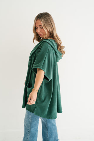 Woodland Evergreen Hooded Open Front Cardigan