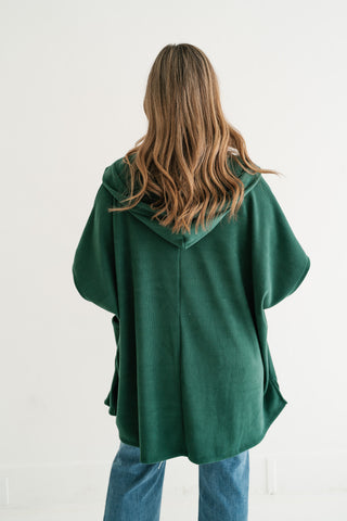 Woodland Evergreen Hooded Open Front Cardigan