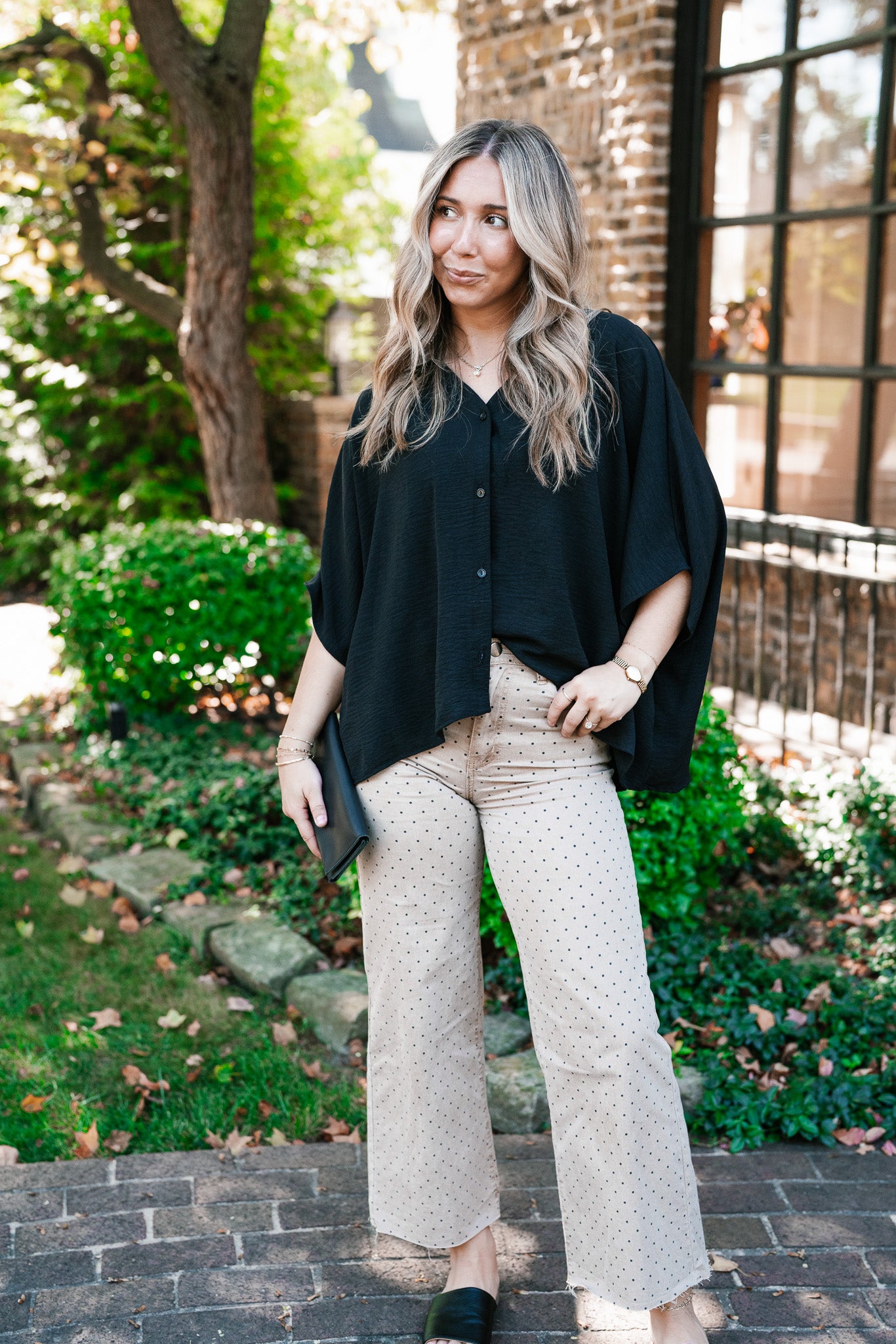 Midnight Ease Button Top