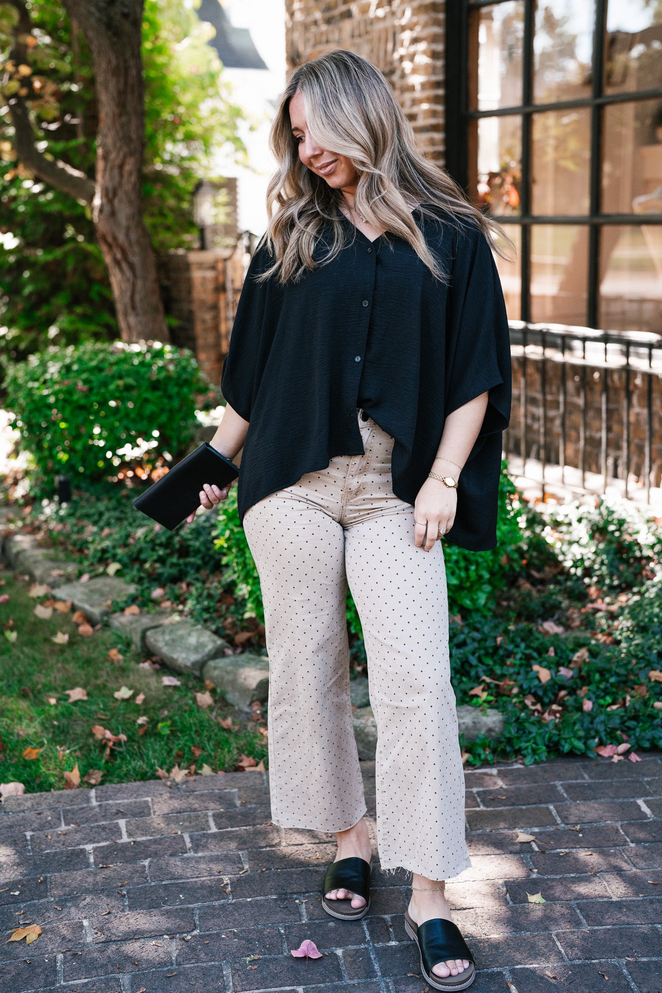 Midnight Ease Button Top