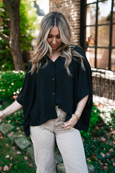 Midnight Ease Button Top