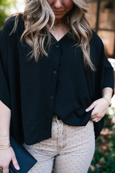 Midnight Ease Button Top