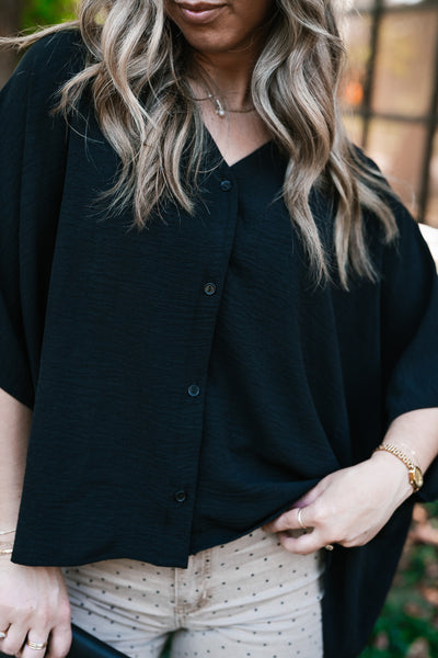 Midnight Ease Button Top