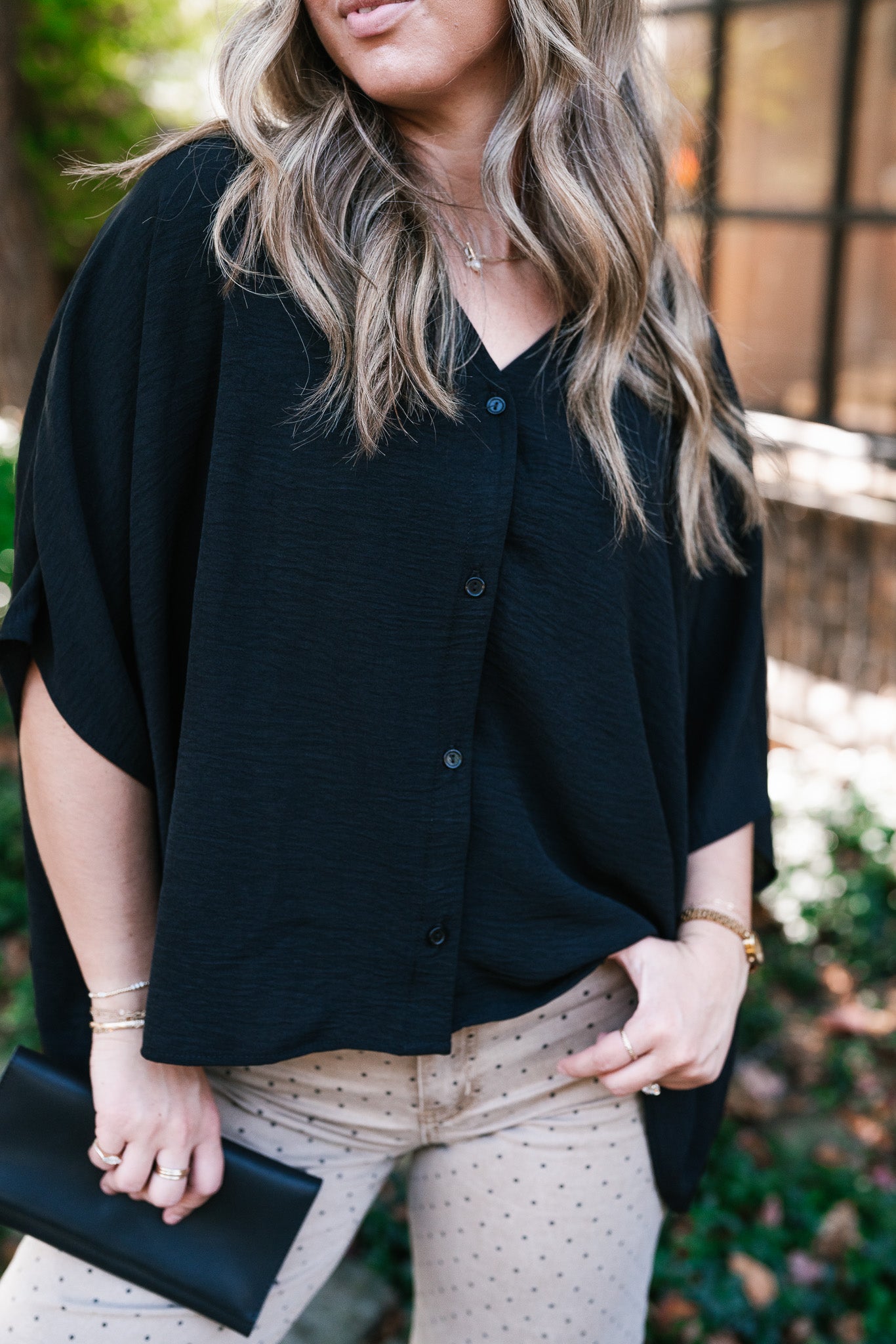 Midnight Ease Button Top