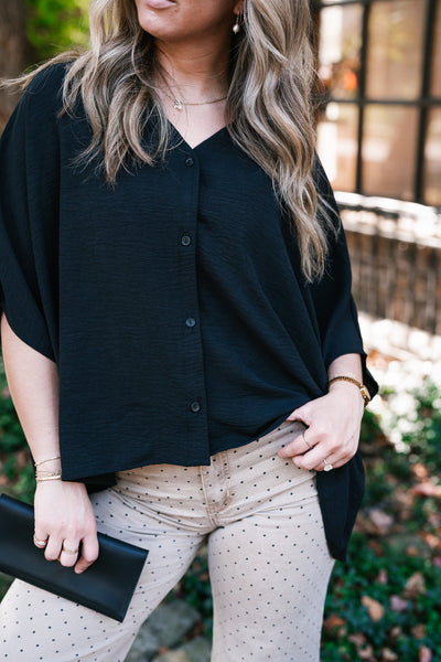 Midnight Ease Button Top