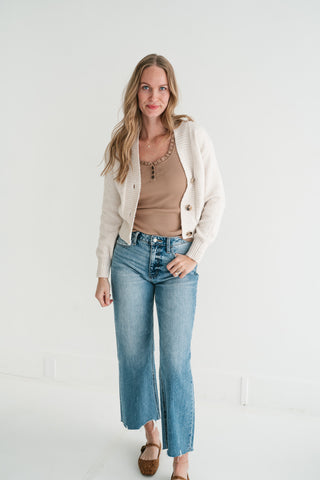 Fireside Moments Knit V-Neck Button-Up Cardigan