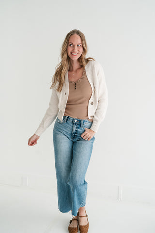 Fireside Moments Knit V-Neck Button-Up Cardigan