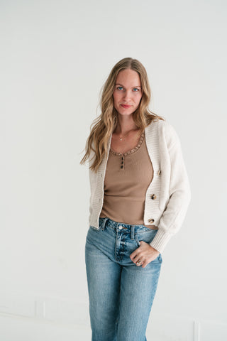 Fireside Moments Knit V-Neck Button-Up Cardigan