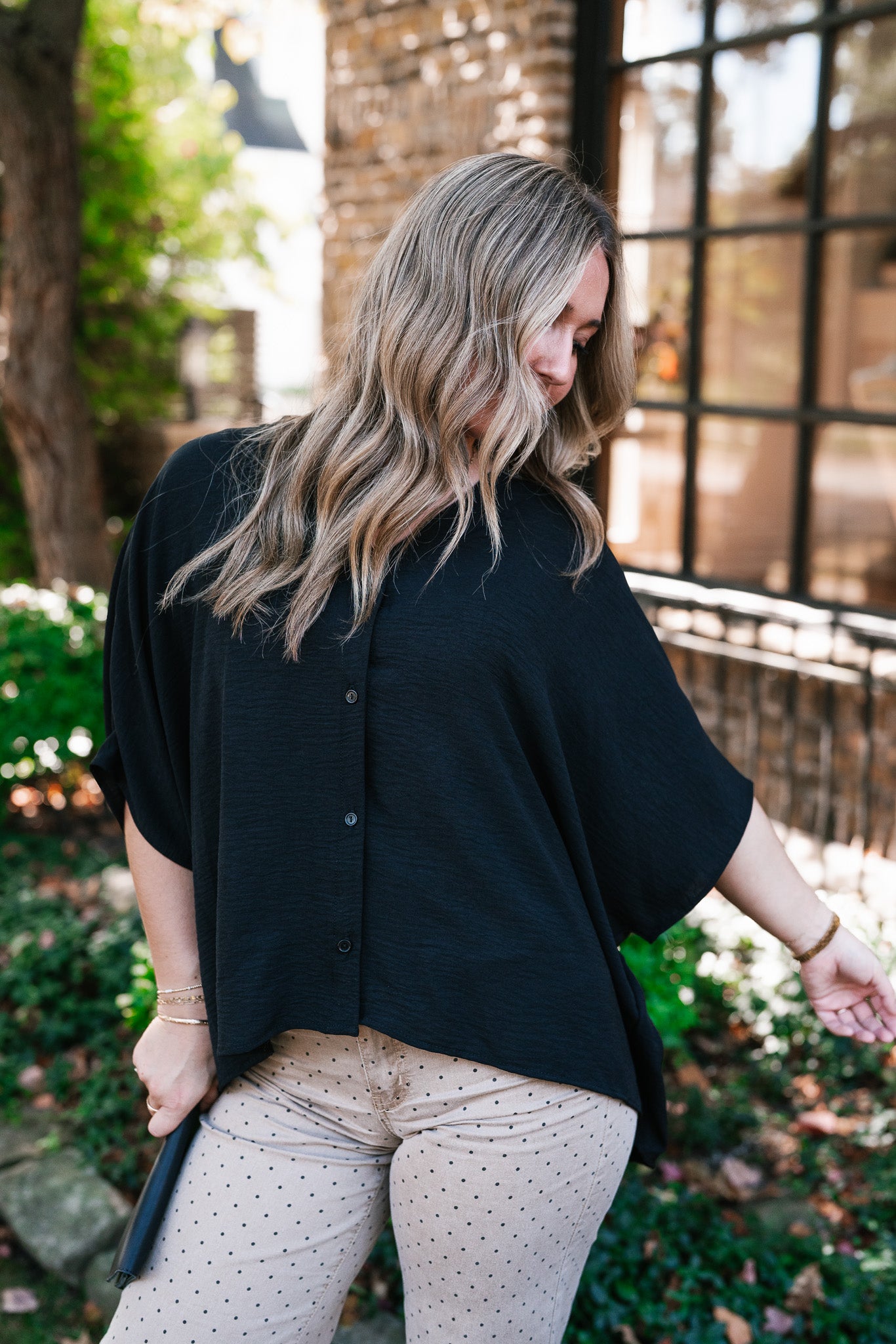 Midnight Ease Button Top