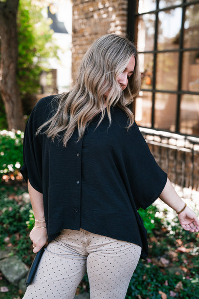 Midnight Ease Button Top