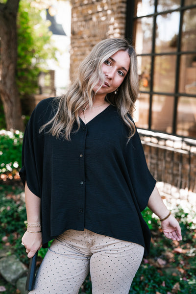 Midnight Ease Button Top