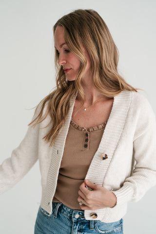 Fireside Moments Knit V-Neck Button-Up Cardigan