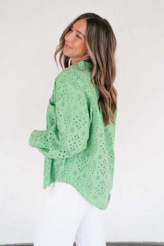 Willow Eyelet Button Up Top
