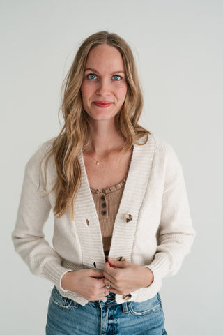 Fireside Moments Knit V-Neck Button-Up Cardigan