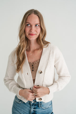 Fireside Moments Knit V-Neck Button-Up Cardigan