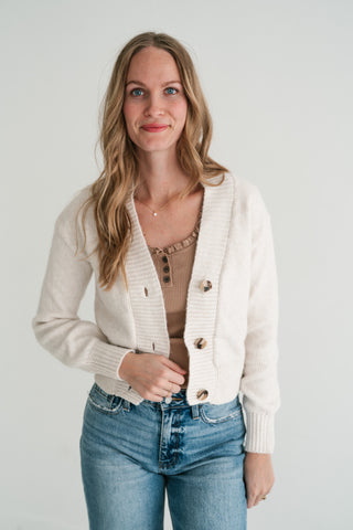 Fireside Moments Knit V-Neck Button-Up Cardigan