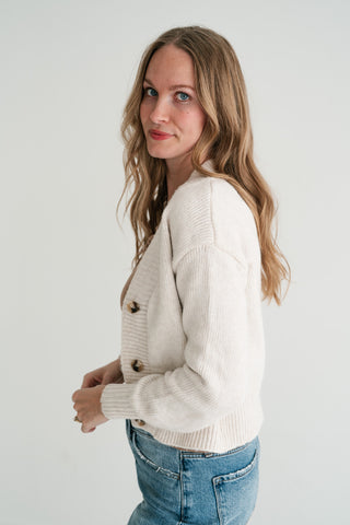 Fireside Moments Knit V-Neck Button-Up Cardigan