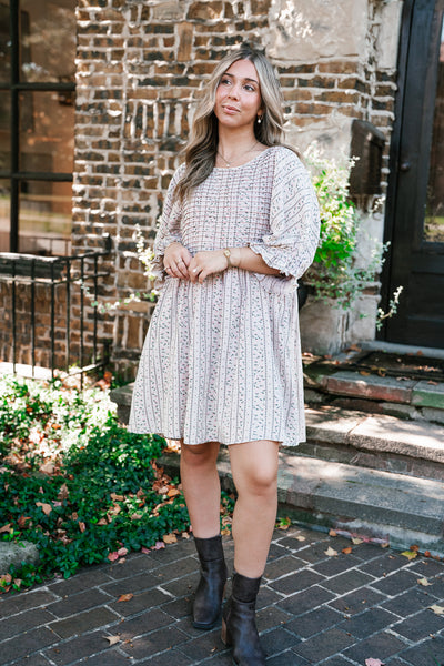 Timeless Dream Textured Mini Dress - Dusty Lilac