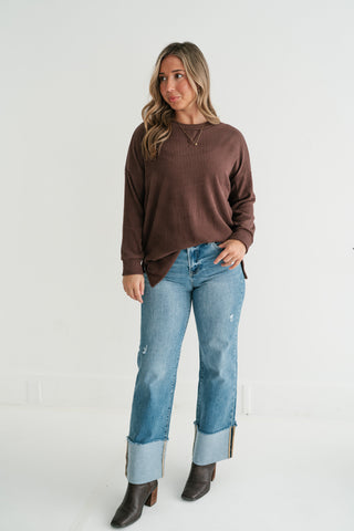 Trail Ride Ribbed Knit Long Sleeve Top
