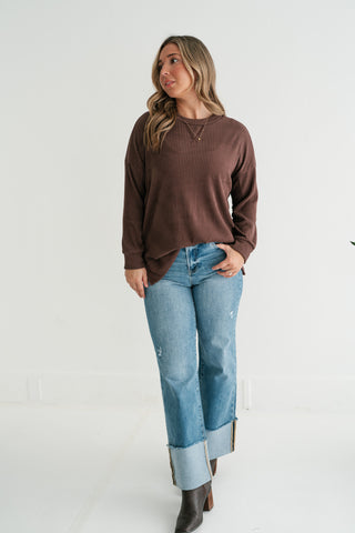 Trail Ride Ribbed Knit Long Sleeve Top