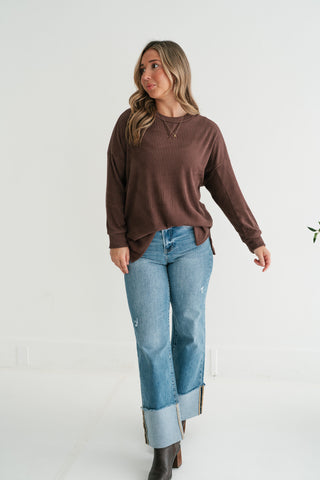 Trail Ride Ribbed Knit Long Sleeve Top