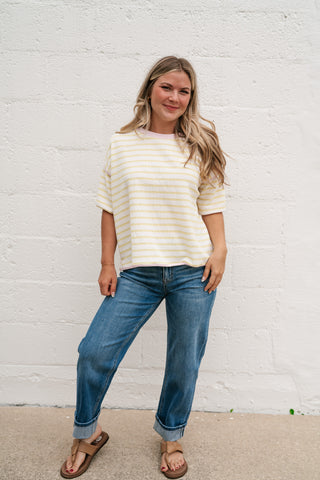 Daydreamer Contrast Stripe Tee - Yellow