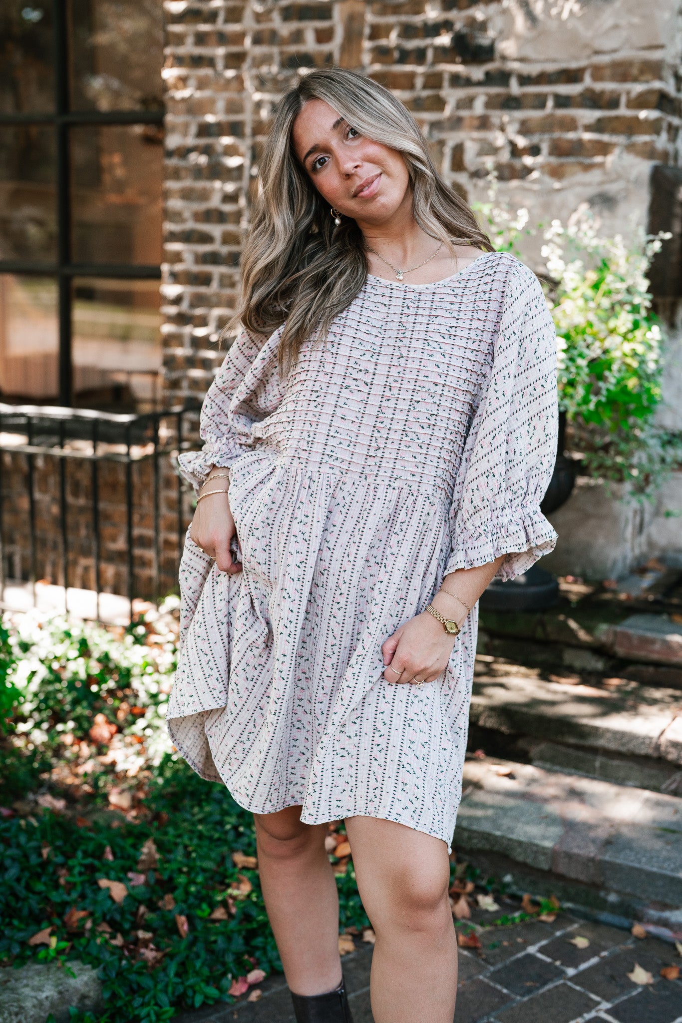 Timeless Dream Textured Mini Dress - Dusty Lilac