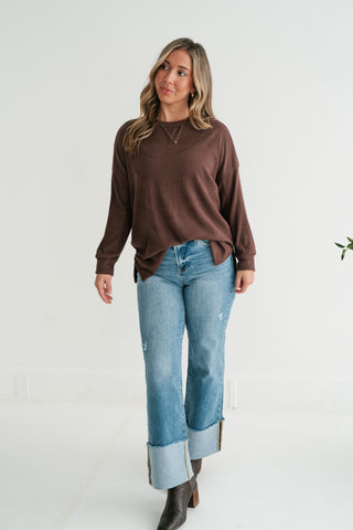 Trail Ride Ribbed Knit Long Sleeve Top